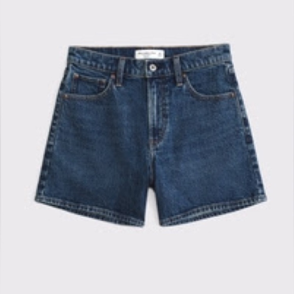 Abercrombie High Rise Dad Shorts in color Dark - Picture 2 of 4